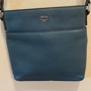 MCM blue ottomar messenger bag